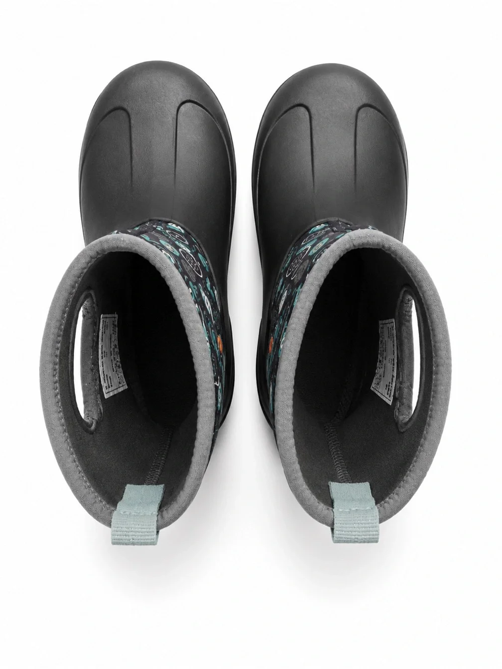 Bogs Kids Black & Teal Floral Waterproof Boots